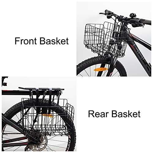 ELEATTRUN Folding Bike Front Basket Detachable Folding Bicycle Basket Heavy Load Easy Installation on Front Handlebar for Mountain Bike Accessories Bike Frame Basket with Bike Bell (Black) | The Storepaperoomates Retail Market - Fast Affordable Shopping
