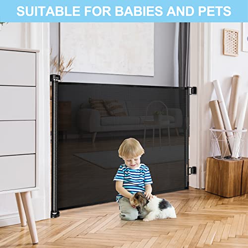 WOMHOM Retractable Baby Gates 35″ Tall, Extends to 60″ Wide, Retractable Gates for Stair Mesh Safety Doorway Pet gate Fabric Outdoor Indoor Baby Gate Mesh Baby Gate for Doorway (Black) | The Storepaperoomates Retail Market - Fast Affordable Shopping