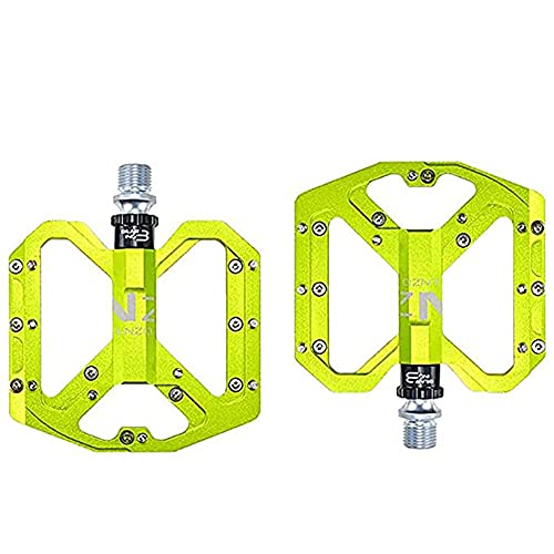 Mountain Bike Pedals 9/16″ Aluminum Bicycle Platform Pedals 3 Bearing 18 Pins Non-Slip Wide Pedal for MTB BMX Road Bike, Green | The Storepaperoomates Retail Market - Fast Affordable Shopping
