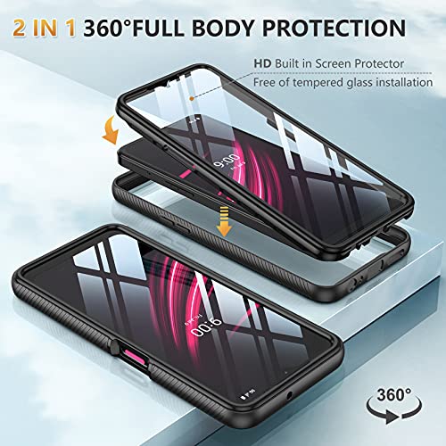JXVM for T-Mobile Revvl V Plus 5G Case with Built in Screen Protector, Full Body Rugged Case for T-Mobile Revvl V+ 5G, Protective Phone Cover 6.82 inch 2021 (Black) | The Storepaperoomates Retail Market - Fast Affordable Shopping