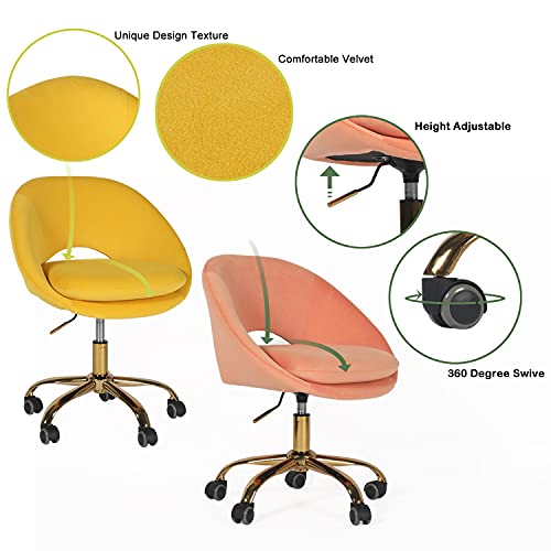 LAZZO Velvet Home Office Chairs Set of 2, Height Adjustable Swivel Computer Chair with Wheels, Soft Seat Task Chair with Sturdy Metal Base, Cute Modern Vanity Chair for Home Office/Bedroom/Living Room | The Storepaperoomates Retail Market - Fast Affordable Shopping