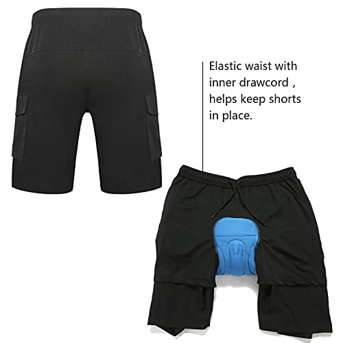 GGK Men’s Loose-Fit Mountain Bike Shorts 3D Padded Lightweight Cycling MTB Shorts Black | The Storepaperoomates Retail Market - Fast Affordable Shopping