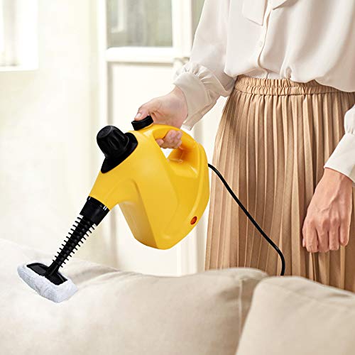 GOFLAME Handheld Steam Cleaner, Pressurized Steam Cleaning Machine with 9-Piece Accessories, Chemical-Free Steam Cleaner Portable, Multipurpose Cleaning for Sofa Carpet Floor Window Car Seat (Yellow) | The Storepaperoomates Retail Market - Fast Affordable Shopping
