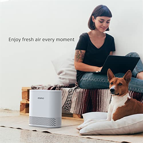 RENPHO Air Purifier for Home Bedroom Allergies and Pets Hair, H13 True HEPA Filter, Eliminate Odors Smoke Pollen Dust with 3-Stage Filtration System, Ozone Free, Desktop, Table Top | The Storepaperoomates Retail Market - Fast Affordable Shopping