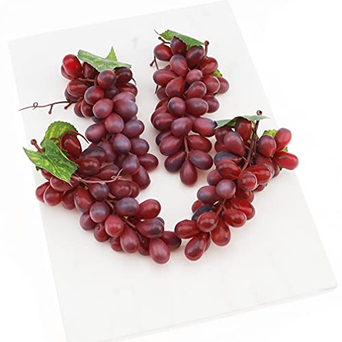Woration 4 Bunches Artificial Grape Lifelike Simulation Fruit Decorative Fake Dark Red Grapes with Vines Party Garden Home Prop Cabinet Display (36 kernels) | The Storepaperoomates Retail Market - Fast Affordable Shopping