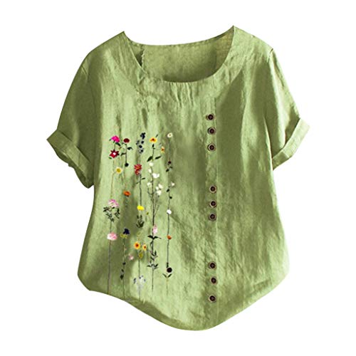 Women Embroidered Short Sleeves T-Shirt Plus Size Bohemian Floral Tees Cotton and Linen Tops Casual Loose Fit Shirt | The Storepaperoomates Retail Market - Fast Affordable Shopping