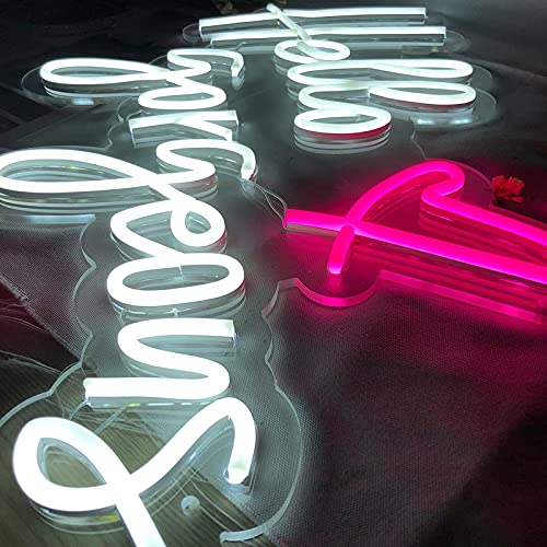 Large Neon Sign,26 inches Hello Gorgeous Led Neon Sign,White Neon Light for Bachelorette Party Birthday Wedding Engagement Party Bar Pub Club Wall Hanging Decoration | The Storepaperoomates Retail Market - Fast Affordable Shopping