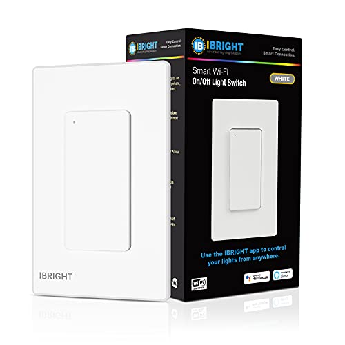 IBRIGHT Smart Light Switch, Works with Alexa & Google Home (3-Way), Remote Control & Timer Function, Neutral Wire Needed, No Hub Required, Single-Pole, ETL & FCC Certified (2.4Ghz Wi-Fi Only)