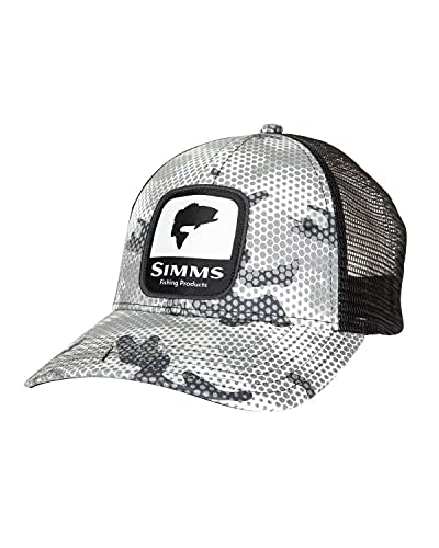 Simms Bass Patch Trucker Hat, Snapback Cap with Fish, Hex Flo Camo Steel | The Storepaperoomates Retail Market - Fast Affordable Shopping