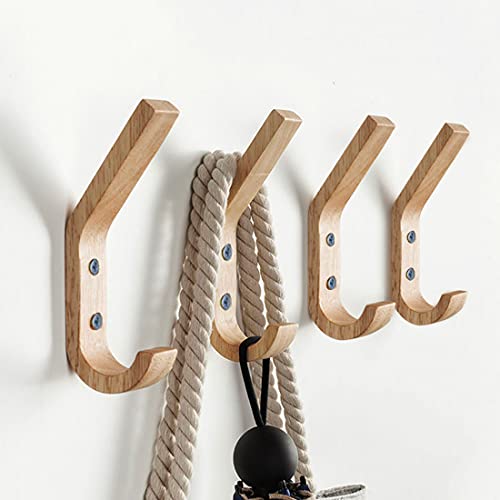 Wooden Coat Hooks Wall Hooks,Natural Oak Wood Hooks Decorative Vintage Wood Wall Hooks Organizer Heavy Duty Wall Mounted Hooks for Wall Hanging Coats, Key, Cap, Cup ( 4 Pack) | The Storepaperoomates Retail Market - Fast Affordable Shopping