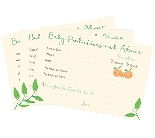 Oh My Baby Shower, Little Cutie Predictions and Advice Baby Shower Cards 24 count, orange, green, cream, white