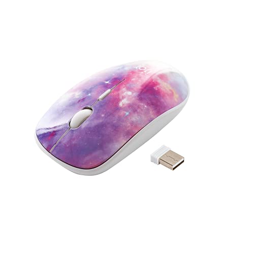 iJoy Wireless Mouse. 2.4G Wireless Mouse with USB Receiver for Laptop, Desktop, Chromebook and More. Slim Cordless Mouse with 3 Adjustable Dpi Settings and Up to 32 Feet Wireless Range (Tye Dye)
