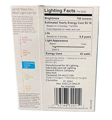 GE Crystal Clear 60W 750 Lumens Energy Efficient General Purpose Halogen Bulbs (2 Bulbs) L-04 | The Storepaperoomates Retail Market - Fast Affordable Shopping
