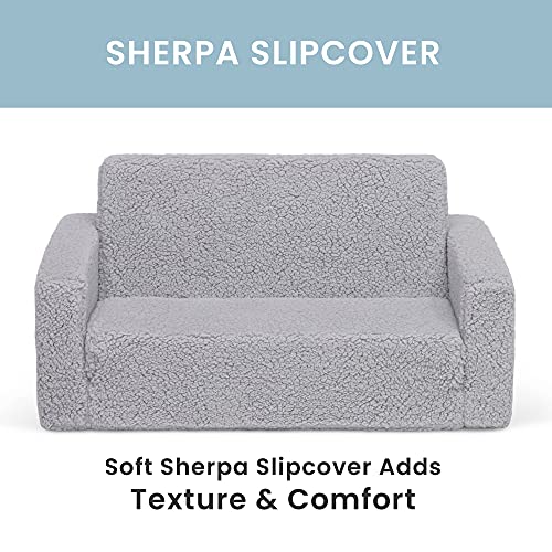 Delta Children Cozee Flip-Out Sherpa 2-in-1 Convertible Sofa to Lounger for Kids, Grey | The Storepaperoomates Retail Market - Fast Affordable Shopping
