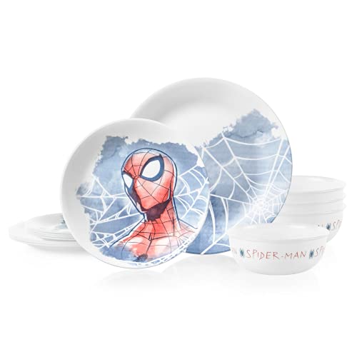 Corelle Vitrelle 12-Piece Dinnerware Set, Triple Layer Glass and Chip Resistant, Lightweight Round Plates and Bowls Set, Marvel’s Spider-Man | The Storepaperoomates Retail Market - Fast Affordable Shopping