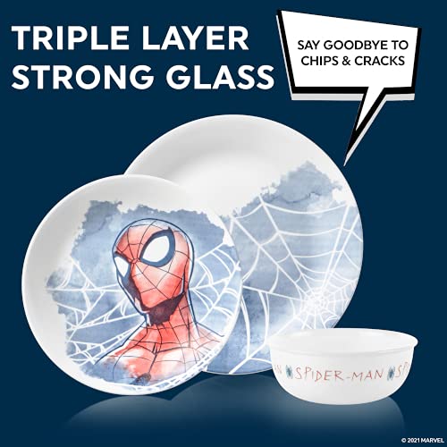 Corelle Vitrelle 12-Piece Dinnerware Set, Triple Layer Glass and Chip Resistant, Lightweight Round Plates and Bowls Set, Marvel’s Spider-Man | The Storepaperoomates Retail Market - Fast Affordable Shopping