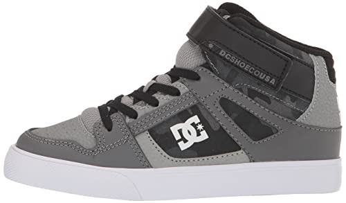 DC Boy’s Pure High Top EV Skate Shoes with Ankle Strap and Elastic Laces, Grey Camo, 5.5 Big Kid | The Storepaperoomates Retail Market - Fast Affordable Shopping