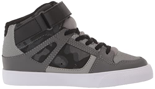 DC Boy’s Pure High Top EV Skate Shoes with Ankle Strap and Elastic Laces, Grey Camo, 5.5 Big Kid | The Storepaperoomates Retail Market - Fast Affordable Shopping