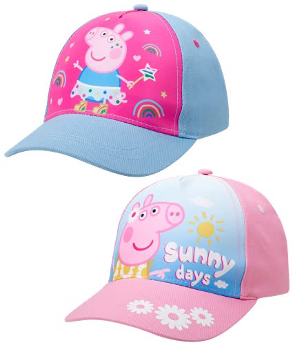 Hasbro Peppa Pig Baseball Cap – Girls Peppa Pig Curved Brim Snap-Back Hat (2 Pack), Size Age 2-4, Peppa Pig Blue/Pink