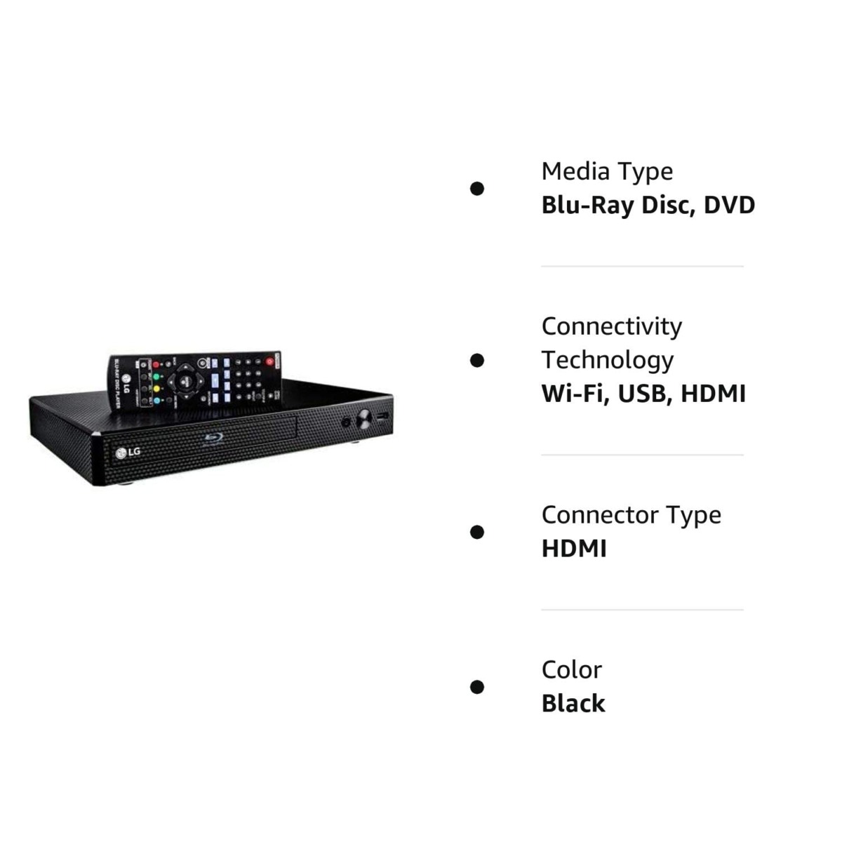 LG BP350 Blu-ray Disc & DVD Player Full HD 1080p Upscaling with Streaming Services, Built-in Wi-Fi, Smart HI-FI-Compatible, Bundle with Interconnect Products High Speed HDMI Cable Included | The Storepaperoomates Retail Market - Fast Affordable Shopping