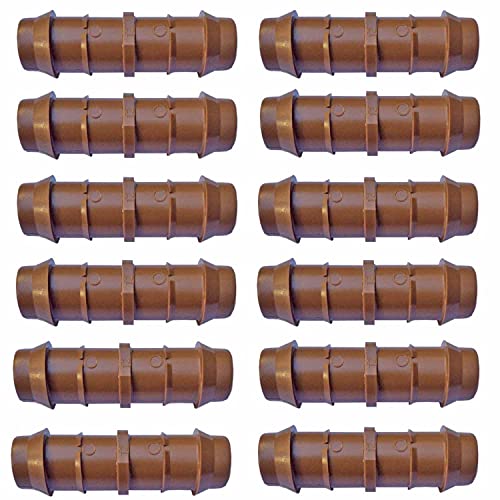 Habitech 1/2″ Coupling Drip Irrigation Fittings (12 Pack) – Barbed Drip Line Coupler Connectors compatible with Rain Bird and Most 1/2″ Tubing or Sprinkler Systems