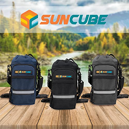 SUN CUBE Water Bottle Carrier with Strap for Walking, Insulated Water Bottle Holder Bag Hiking, Heavy Duty Neoprene Sleeve Sling, Phone Pouch Pockets Men Women, Gray, 40 oz | The Storepaperoomates Retail Market - Fast Affordable Shopping