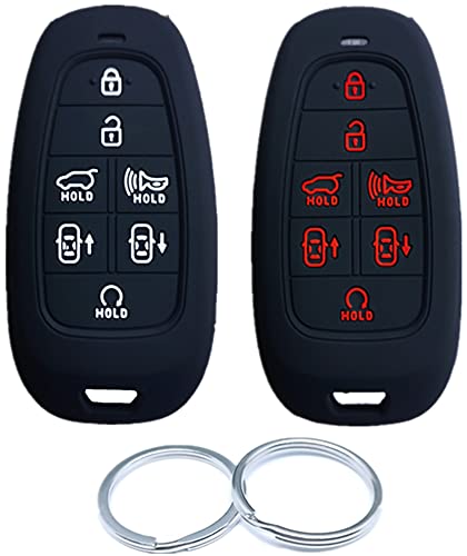 RUNZUIE 2Pcs Silicone 7 Buttons Smart Key Fob Cover Shell Compatible with 2021 2020 2019 Hyundai Sonata Nexo 2022 Hyundai Tucson TQ8-F08-4F28 95440-L1500 Black/Black with Red | The Storepaperoomates Retail Market - Fast Affordable Shopping
