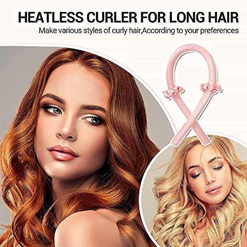 Glam Look Heatless Curling Rod Headband with 2 Silk Hair Scrunchies, Hair Claw, Hair Curling Ribbon for Long Hair-Pink | The Storepaperoomates Retail Market - Fast Affordable Shopping