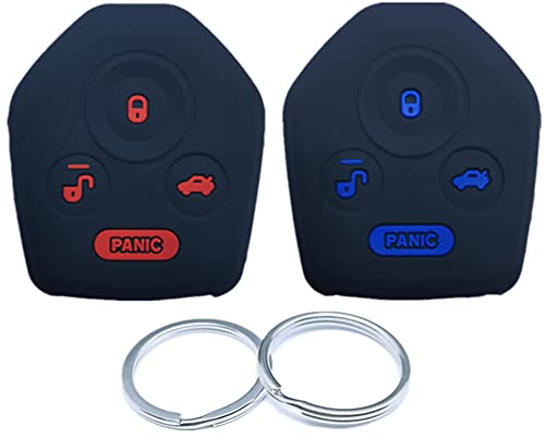 RUNZUIE 2Pcs Silicone Smart Key Fob Cover Shell Compatible with 2022 2021 2020 Subaru Impreza Outback Crosstrek Legacy Forester Tribeca WRX XV Crosstre CWTWBU766 CWTWB1U811 Black with Blue/Red | The Storepaperoomates Retail Market - Fast Affordable Shopping