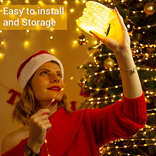 Quntis Outdoor LED Rope Lights, 82FT 500 LEDs Waterproof Christmas String Lights Decoration, Ultra Bright Indoor Xmas Rope Fairy Lights with 8 Modes & Memory Function, Warm White | The Storepaperoomates Retail Market - Fast Affordable Shopping