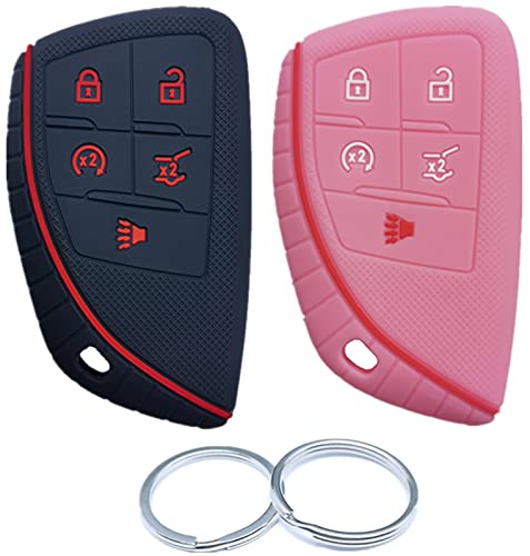 RUNZUIE 2Pcs 5 Buttons Silicone Smart Remote Key Fob Cover Compatible with 2021 2020 Chevy Chevrolet Suburban Tahoe 2020 Chevy Corvette Pink/Black with Red | The Storepaperoomates Retail Market - Fast Affordable Shopping
