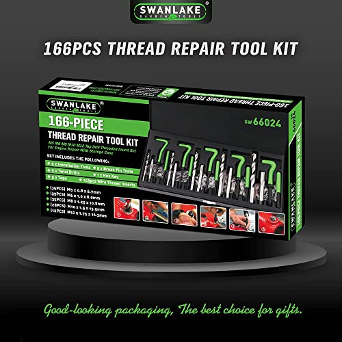 SWANLAKE 166PCS Thread Repair Tool Kit,HSS Drill Helicoil Repair Kit Metric M5 M6 M8 M10 M12 | The Storepaperoomates Retail Market - Fast Affordable Shopping