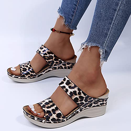 Aniywn Women’s Casual Two Band Sandals Open Toe Vintage Print Platform Wedge Sandals Slide Sandal Orthotic Arch Support | The Storepaperoomates Retail Market - Fast Affordable Shopping