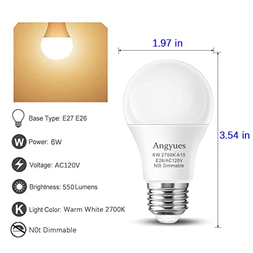 Angyues LED Light Bulbs Equivalent 60W 120V Bulbs, Warm White 2700K LED Ceiling Fan Light Bulbs Energy-Saving Bulbs E26 Base,Suitable for Household Appliances Light Bulbs,4 Packs | The Storepaperoomates Retail Market - Fast Affordable Shopping