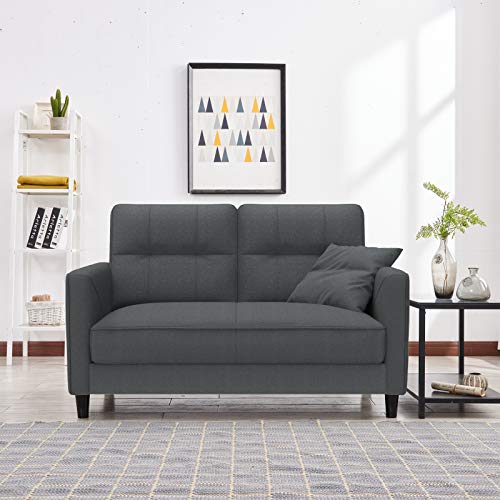 54″ Loveseat Sofa Small Couches for Living Room,Love Seats Furniture of Linen Fabric with Two Movable Back Cushions Space Saving for Bedroom,Small Spaces,Dorm and Studio (Dark Gray-3) | The Storepaperoomates Retail Market - Fast Affordable Shopping