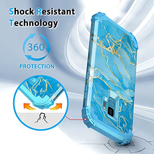 Casetego for Galaxy S9 Case,Heavy Duty Shockproof 3 Layer Hard PC+Soft Silicone Bumper Rugged Anti-Slip Protective Cases for Samsung Galaxy S9,Blue Marble | The Storepaperoomates Retail Market - Fast Affordable Shopping