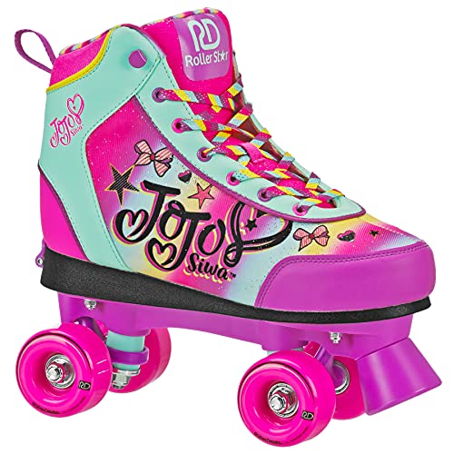 JoJo Siwa Roller Derby Quad Rainbow Colored Roller Skates for Girls – Adjustable by 4 Sizes (3-6, Pink/Purple/Black)