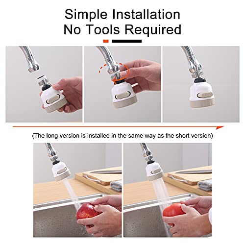 Andiker Water Tap, Three Gear Adjustment Booster 360° Swivel Splash-Proof Faucet Clean Purifier Filter Water-Saving Tap Nozzle for Kitchen, Bath, and Shower (Long) | The Storepaperoomates Retail Market - Fast Affordable Shopping