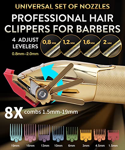 Hatteker Hair Clippers Hair Trimmer for Men Electric Cordless Beard Trimmer Professional Barber Hair Cutting Kit with 8 Colorful Combs | The Storepaperoomates Retail Market - Fast Affordable Shopping