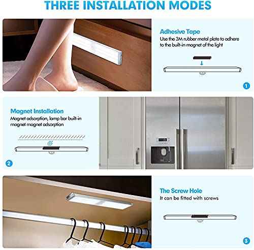 LED Closet Light, 60 LED Rechargeable Motion Sensor Closet Lights, New Upgrade to Bright 500 Lumen, Under Cabinet Light, Magnetic Wireless Stick Anywhere Night Light, Stairs, Kitchen, Hallway (3 Pack) | The Storepaperoomates Retail Market - Fast Affordable Shopping