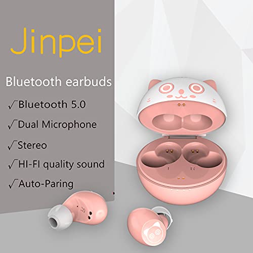 Jinpei Cute Pink cat Wireless Earphones, Waterproof, Noise Cancelling in-Ear erbuds, TWS Stereo Headphones, Built in mic Headset Premium Sound with deep bass | The Storepaperoomates Retail Market - Fast Affordable Shopping