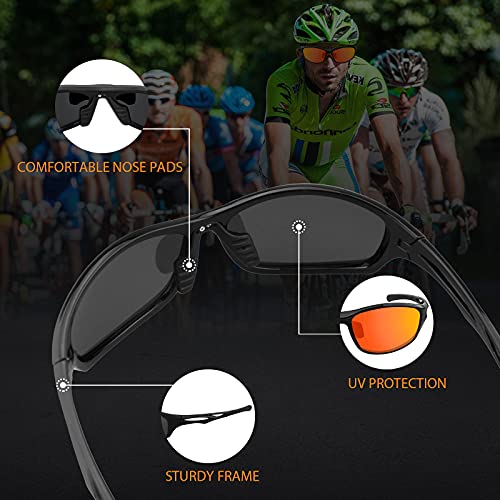 Guard Glasses Polarized Sports Sunglasses Cycling Sunglasses for Men Women with 4 Interchangeable Lenses for Climbing Riding,Red ,Large | The Storepaperoomates Retail Market - Fast Affordable Shopping