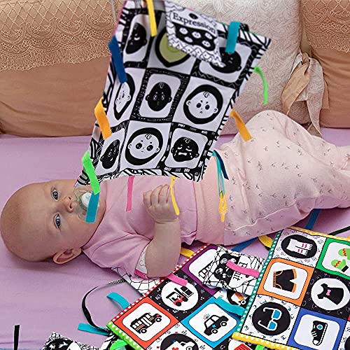 Tummy Time Floor Mirror, Double High Contrast Play and Pat Activity Mat Black and White Baby Crinkle Toys with Teether, Great Gift for Infants Boys and Girls -Pack of 4 (Complex Patterns) | The Storepaperoomates Retail Market - Fast Affordable Shopping