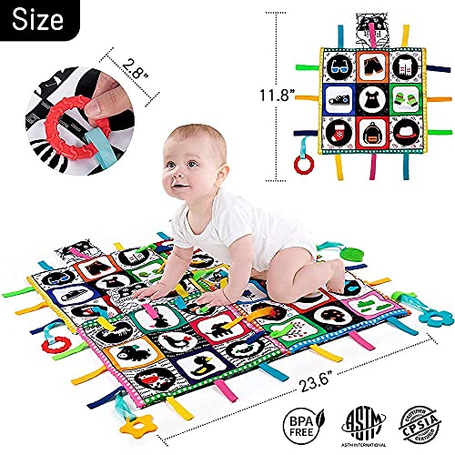 Tummy Time Floor Mirror, Double High Contrast Play and Pat Activity Mat Black and White Baby Crinkle Toys with Teether, Great Gift for Infants Boys and Girls -Pack of 4 (Complex Patterns) | The Storepaperoomates Retail Market - Fast Affordable Shopping