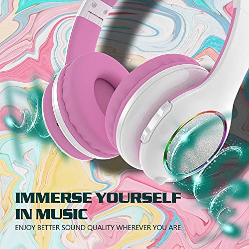 Cat Ear Bluetooth Headphones, Wireless Bluetooth Headphones Over-Ear with Cat Ears LED Lights, Foldable with Microphone,Wireless and Wired Headphone for Phones, Tablets, Laptops, for Kids Teens Adults | The Storepaperoomates Retail Market - Fast Affordable Shopping