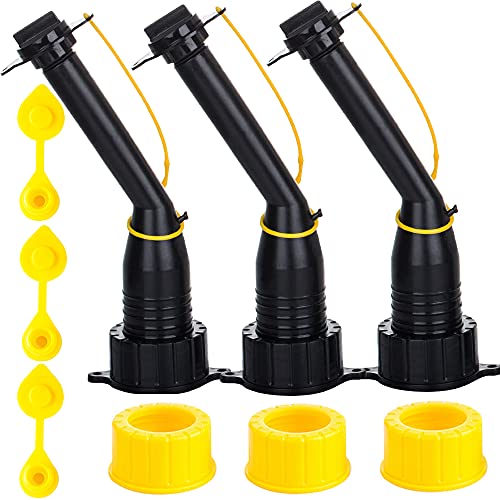 Generic Rigid Gas Can Spout Replacement Universal Kit with Tough Nozzles Screw Collar Vent Cap to Update Your Old Style Plastic 1/2/5/10 Gallon Fit for Midwest Gott Scepter Briggs Rubbermaid, black