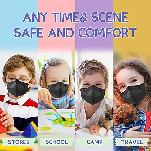 Kids KN95 Face Mask 50 PCS, 5-Ply Kids Masks Disposable Breathable Safety with Adjustable Ear Loops Protection for Children, Black | The Storepaperoomates Retail Market - Fast Affordable Shopping