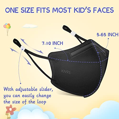 Kids KN95 Face Mask 50 PCS, 5-Ply Kids Masks Disposable Breathable Safety with Adjustable Ear Loops Protection for Children, Black | The Storepaperoomates Retail Market - Fast Affordable Shopping