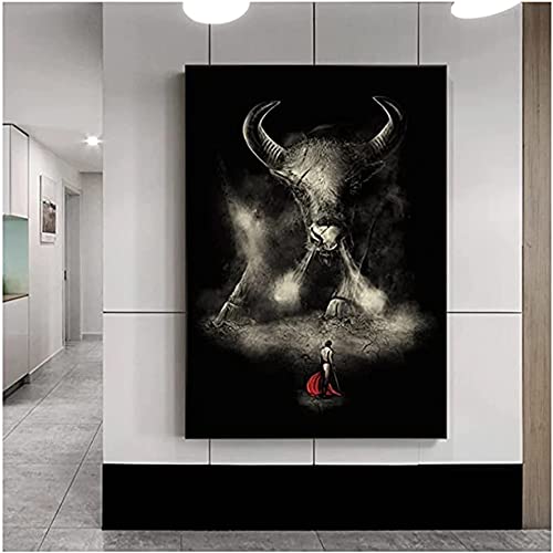 LL-Art life Matador Bull Fight Art Painting On Canvas Wall Art Animal Bull Canvas Print Poster And Prints Animal Picture for Living Room Modern Home Decor16x24inch (40x60cm) | The Storepaperoomates Retail Market - Fast Affordable Shopping