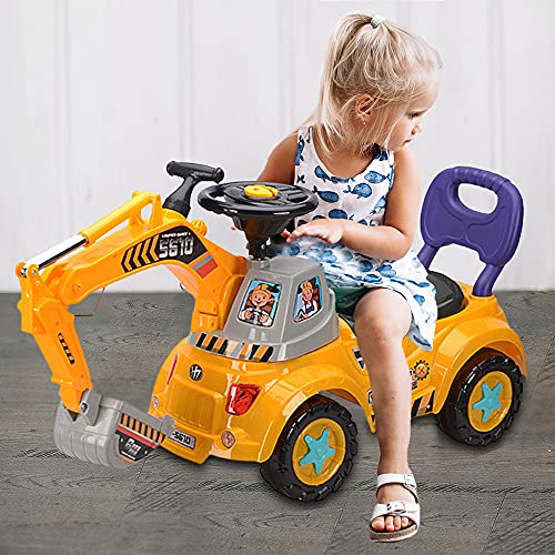 Fistone Ride-On Excavator, Pulling Cart Construction Truck with Lights and Music Sliding Toys for Kids | The Storepaperoomates Retail Market - Fast Affordable Shopping